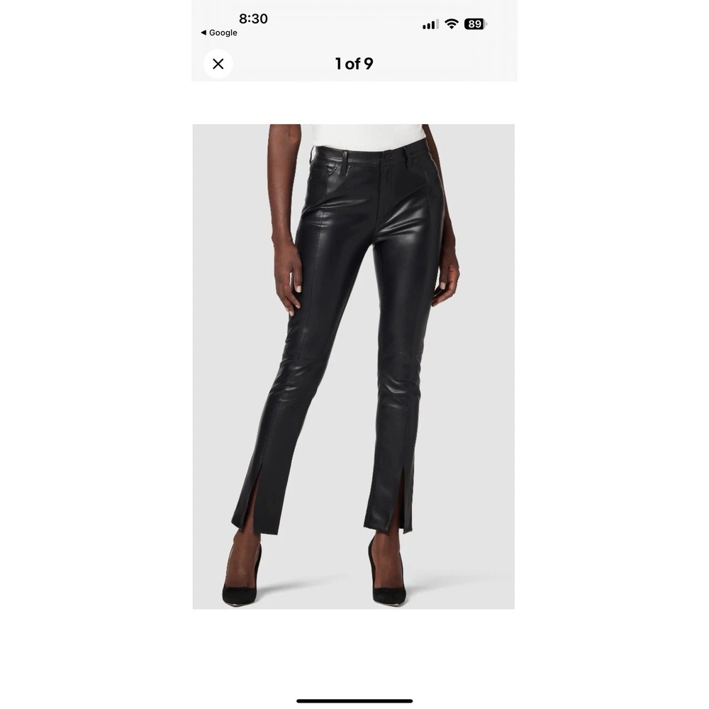 HUDSON Barbara High Rise Straight Pant Black Beauty Faux Leather 26‎ holiday NYE